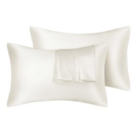 75D Satin Artificial Silk Pillowcase (Option: Ivory-Standard 20X26in)